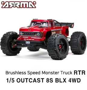 [초대형 1/5 몬스터 8셀 버전] ARRMA 1/5 OUTCAST 8S BLX 4WD Brushless Stunt Truck RTR 본제품은 8셀 DX3 조종기포함 버전 입니다. 충전기,4셀 배터리 2개 별도