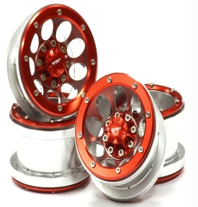 2.2 Size Billet Machined Alloy 9H Beadlock Wheel (4) for Scale Off-Road Crawler C24961RED