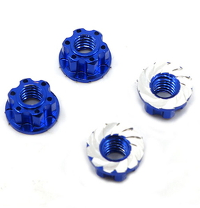 (#YA-0448DB) 4mm Aluminium Wheel Flange Lock Nut 4pcs For RC Car Dark Blue