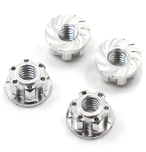 (#YA-0448SV) 4mm Aluminium Wheel Flange Lock Nut 4pcs For RC Car Silver